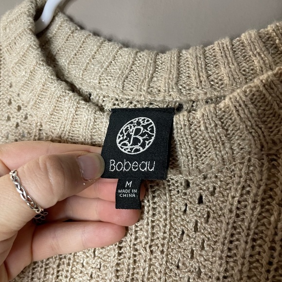 Bobeau Women's Cream Knit Top Size M - Picture 3 of 4